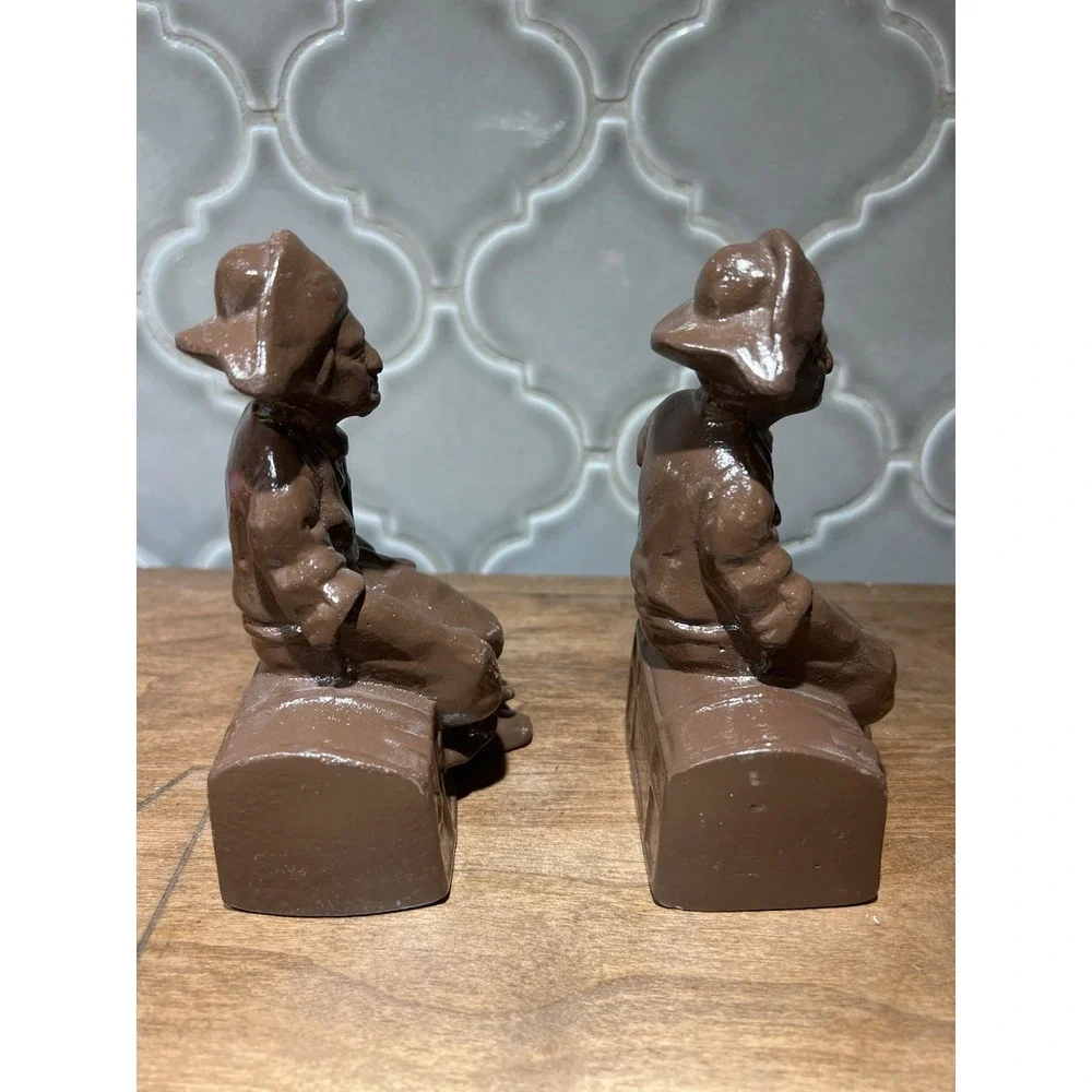 pair antique pirate Book Ends Appears To‎ Be Bronze Or Cast Iron Possibly Hubley